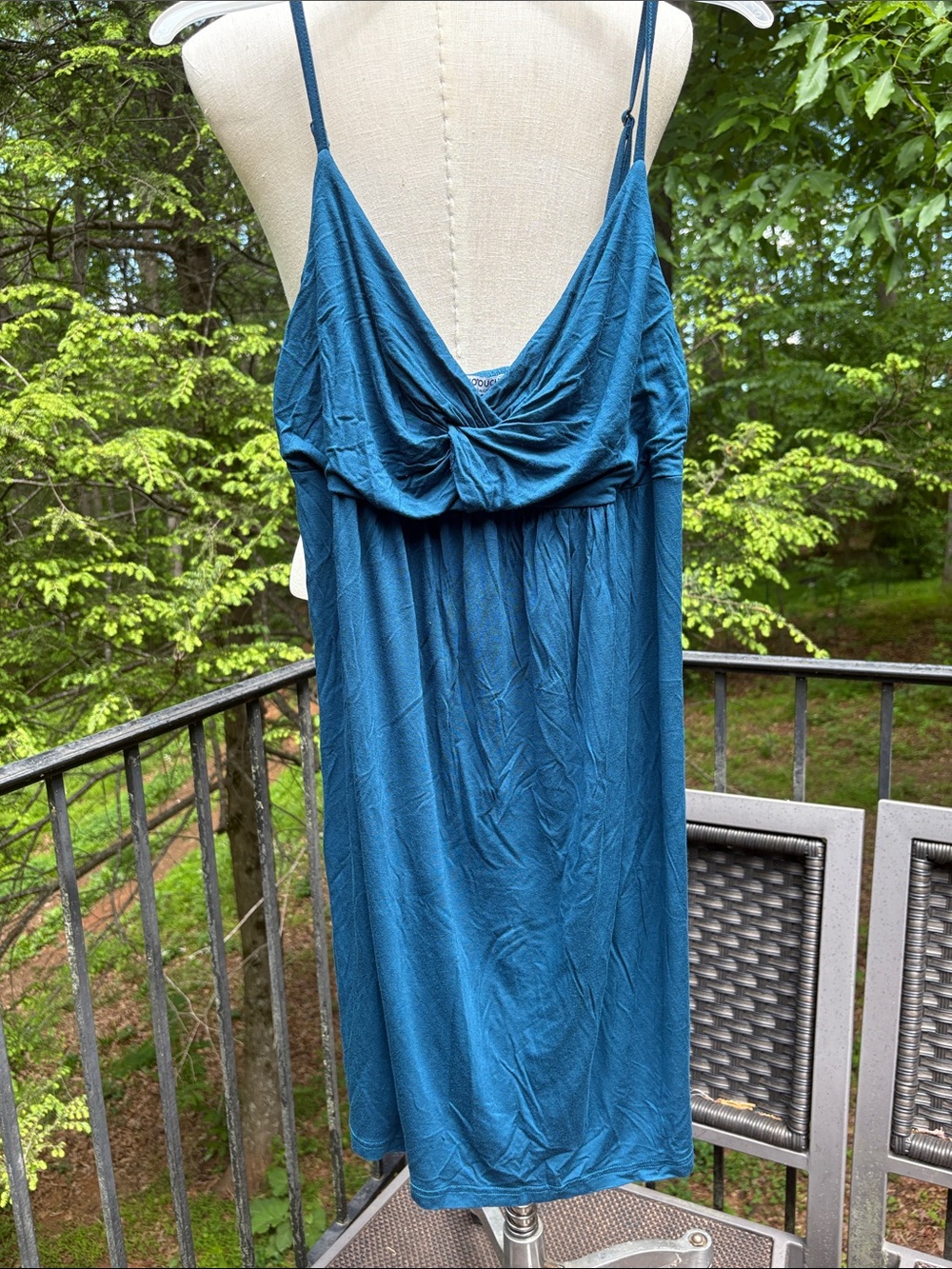 Hotouch Teal Blue Sleeveless Midi summer Dress with Twist Front sz XL